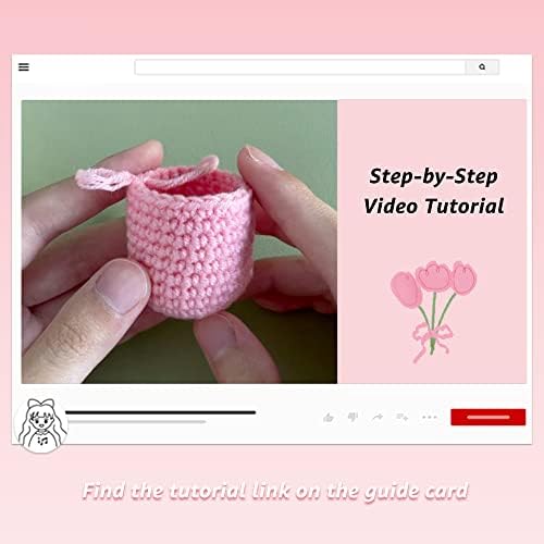 Lily's Lyric Flower Crochet Kit | Tulip Flowerpot | Step-by-Step Video Tutorial for Adults Teenagers | DIY Home Decoration Craft Gift Idea Purple&Yellow - Image 6