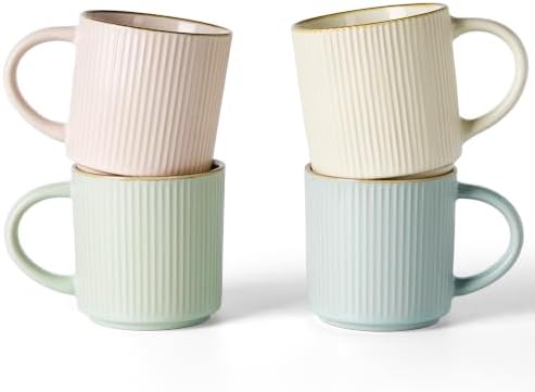 famiware Coffee Mug Set of 4, Star 12 oz Ceramic Mugs Cups Set with Handle by Famiware