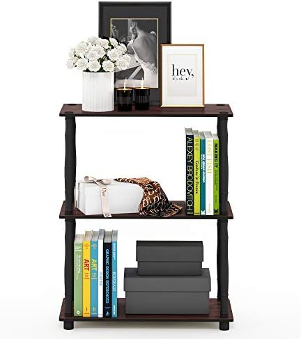 Furinno Turn-N-Tube 3-Tier Compact Multipurpose Shelf Display Rack with Classic Tube, Dark Cherry/Black - Image 4