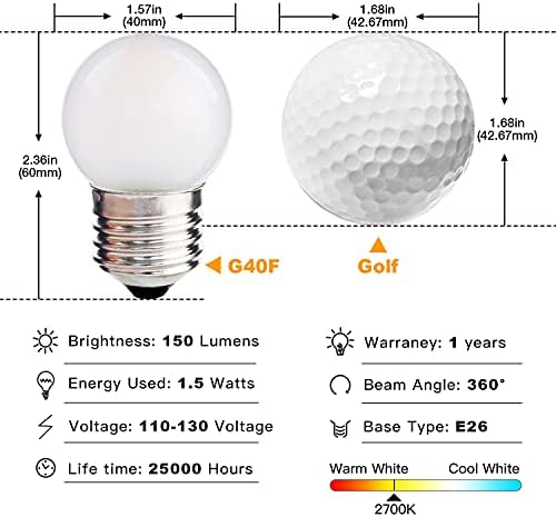 G40 1.5w Low Wattage Led Bulb Equal 15 Watt E26 Small Edison Bulbs - Image 2
