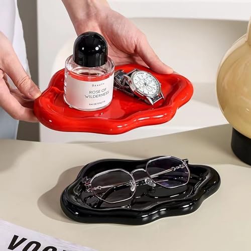 Ceramic Jewelry Tray Dish for Ring Key Trinket, Cute Cloud Shape Decorative Jewelry Plate Holder for Women Gift (Black) - Image 3