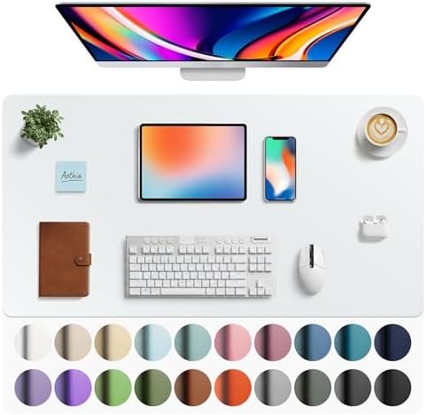 Aothia Faux Leather Desk Mat - Large Mouse Pad, Non-Slip PU Leather Blotter, Waterproof Writing Surface for Office and Home (Barely Grey, 40" x 24") by AothiaSimpleNaturalUnique
