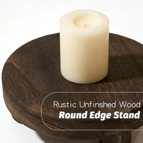 6"/8"/10" 3pcs Unfinished Rustic Wood Stands - Wooden Round Riser - Plant Risers Stand for Decor Display - Image 3