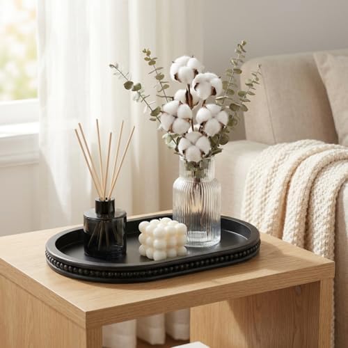 Hanobe Black Decorative Trays for Living Room Coffee Table, Beaded Edge - Image 6