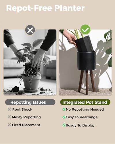 Bamworld Single Plant Holder for Indoor Plants Metal Planter Stand 8.5in - Image 7