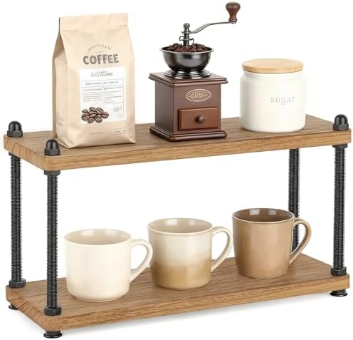 Mkono Coffee Station Organizer, 2 Tier Mug Shelf Coffee Bar Accessories by Mkono