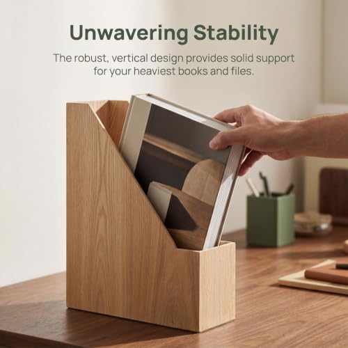 Wooden Desktop Bookshelf Organizer Space Saving Stable for Desk, Storage - Image 3