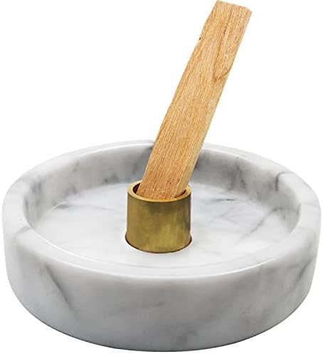 Natural Marble Palo Santo Holder,Incense Burner for Palo Santo Sticks, Handmade Stick Incense Holder Ideal for Smudging, Incense Burning, Decoration.Easily Grab All Incense Ash (White) by Vrupin