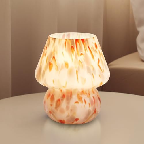 Dawnwake Mushroom Lamp Small Lamp Table Lamp for Bedroom, Desk Bedside Lamps for Living Room,Mushroom Decor Cute Mini Modern Mid Century Lamps for Night Stands,Aesthetic Home Deco (Flame Amber) by Dawnwake