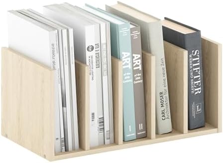 Furinno HERMITE Desk File Folder Organizers, 5-Space Vertical Desktop Office Organization Racks, Desk Top Display Book Shelf, for Paper, Office Supplies, Magazine, Bauhaus Oak by Furinno-FitsYourSpaceFitsYourBudget