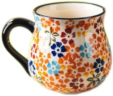 Ceramic Coffee Mug with Handle Vintage, Floral Cute Espresso Cups, Large Tea Cups and Drinking Mugs for Office and Home, Ideal Gifts for Women and Men (Orange 16oz) - Image 3
