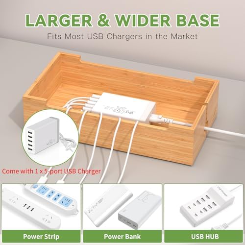 Pezin & Hulin Cell Phone Charging Station for Multi Devices-Natural Bamboo - Image 6