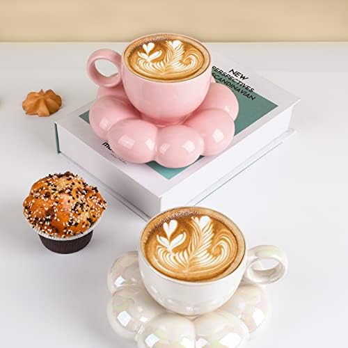 Koythin 6.5oz Sunflower Saucer Mini Ceramic Mug, Pink Mother’s Day Cup - Image 4