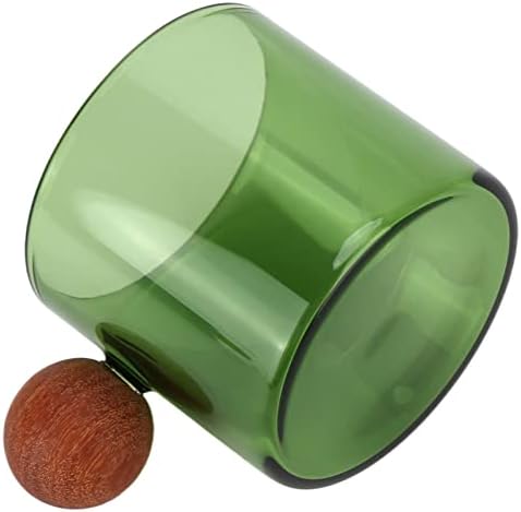 Kikumi Heat Clear Glass Coffee Cup with Wooden Ball Handle for Office Bar Party (Green) - Image 7