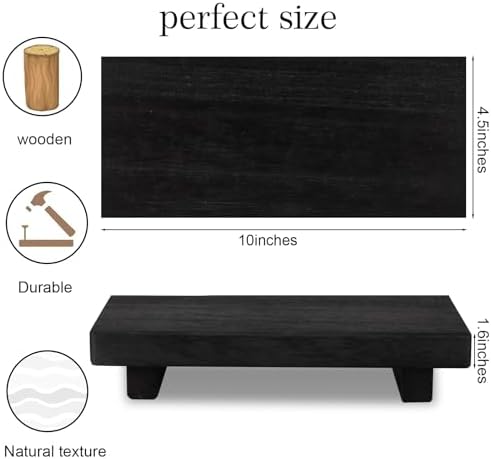 Wood Bathroom Tray Farmhouse Decor Kitchen Soap Holder, 10"x4.5" Black - Image 4