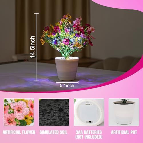 Artificial Multicolor Flower Lamp Night Light for Bedroom Shop Wedding Home Decor Gifts for Women Mom Daughter Grandma Girlfriend Coworker Friend Birthday Christmas Valentines Mothers Day - Image 2