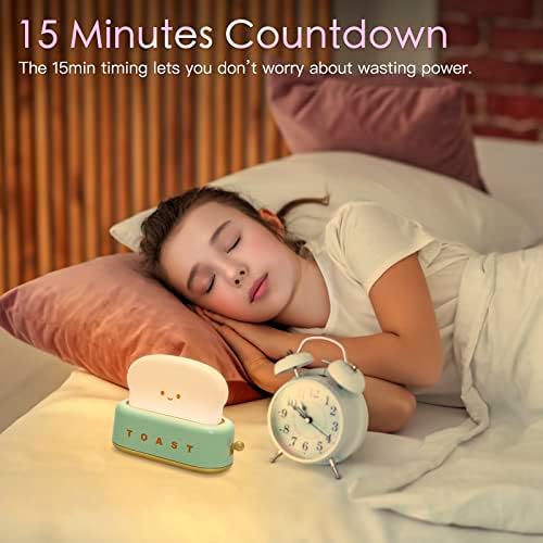 TOOGE Desk Decor Cute Green Toast Lamp Small Desk Lamp Night Light for Kids - Image 4