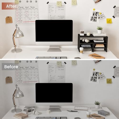 Wood Office Supplies Organizer with Storage Spaces, Desk Top Organizer Shelf with Five Storage Compartments for Desk, Office, Dorm, Classroom, Black - Image 5