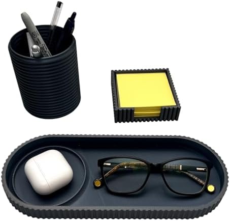 Desk Organizer Set with Pen Holder, All Tray and Sticky Note Holder,Desk Accessories Office Decor & Workspace Organizers, 3D Printed Small Home Desk Organization by Handmade