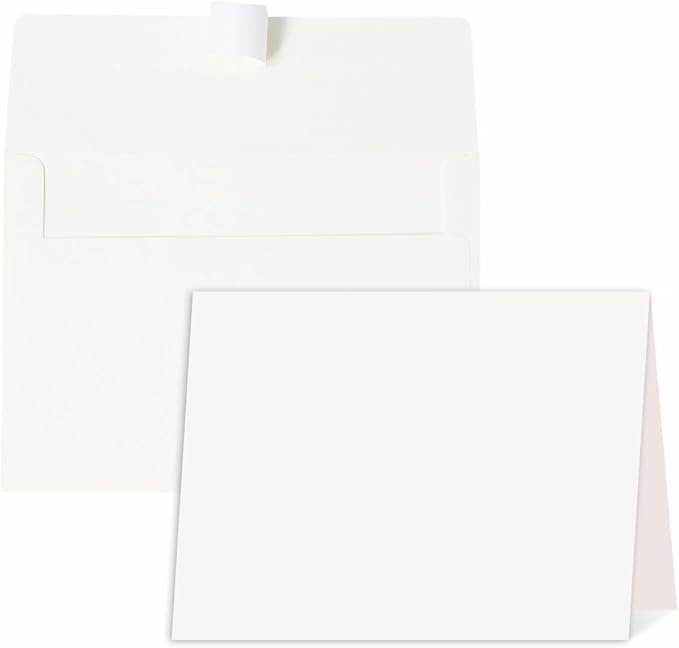 Blank Cards and Envelopes 5x7, 30 Pack Cream White Invitation Folded Cardstock with 30 Matching Self-Seal Cream A7 Envelopes, Thank You Blank Greeting Cards, for DIY, Print Custom, Wedding & Birthday