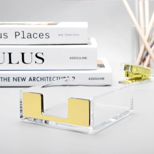 MultiBey Gold Sticky Note Holder Clear Acrylic Memo Pad Dispenser - Image 4