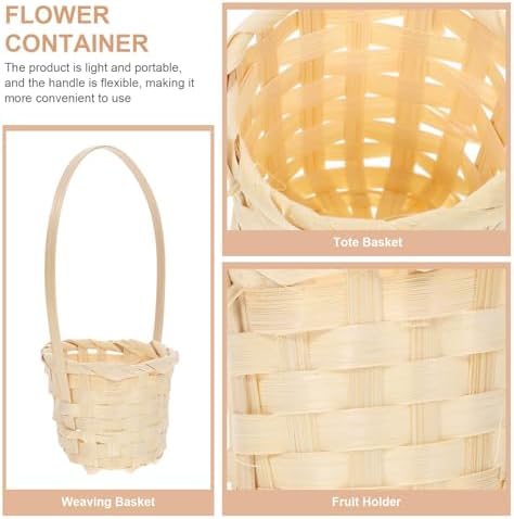 ibasenice 5pcs Beige Woven Storage Basket with Flexible Handle - Image 7