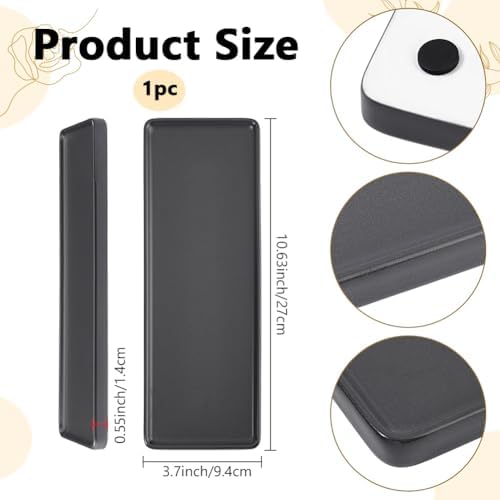 Bathroom Tray Countertop 10.6"x3.7" Rectangle Ceramic Vanity Trays for Bathroom Counter Decorative Dresser Jewelry Perfume Organizer Tray for Cosmetics Rings Necklaces Earrings (Black) - Image 2