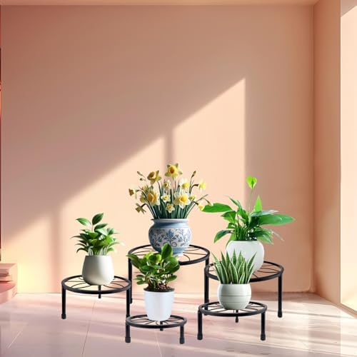 5 Pack Metal Plant Stand Indoor, Outdoor Low Plant Shelf for Multiple Plant - Image 2