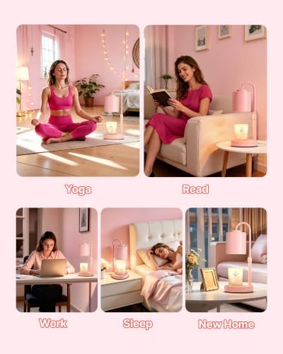 CASTLELIFE Dimmable Candle Warmer Lamp with Timer, Height Adjustable Candle Warmer for Jar Candles, Electric Wax Melt Warmer for Home Decor House Warming Gifts, Birthday Gifts for Women, Pink - Image 5