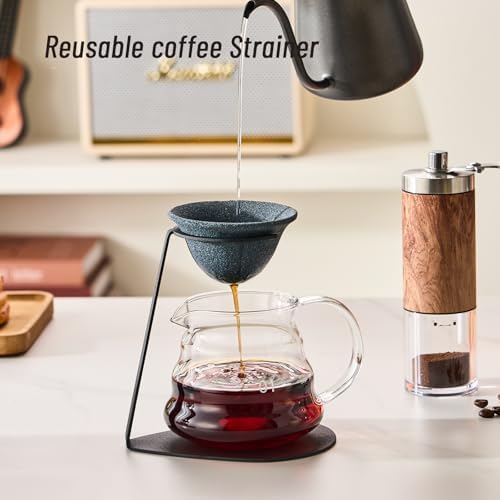 Baalaka Ceramic Pour Over Coffee Dripper Set with Stand for 1 Cup Brewing - Image 2