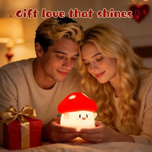 Rytinazzz Silicone Night Light for Kids, 50H Long Battery Mushroom Lamp, Gift for Kids, Cute Bedside Light for Girls Room, Rechargeable Tap Control - Image 5