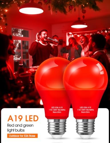 JandCase Christmas Red LED Light Bulb Outdoor Decor [4 Pack]Christmas Light - Image 2