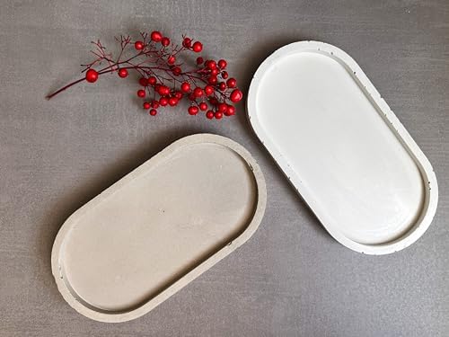 Oval Concrete Tray, Jewelry Holder, Vanity Tray, Cement Tray, Coffee Table Tray, Decorative Tray, Jewlery Tray, Bathroom Tray, Minimalist (6.87" L, Dark Gray) - Image 7