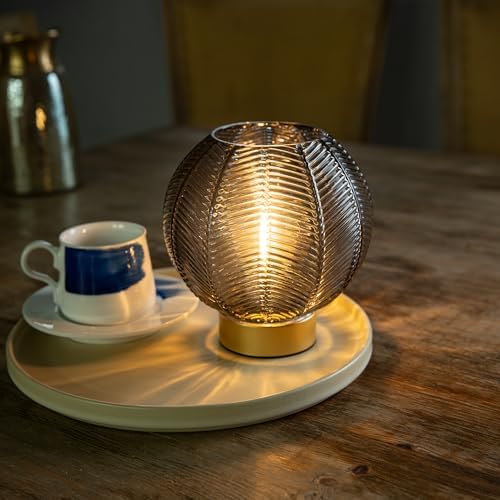 LUSHARBOR Battery Operated Decorative Glass Table Lamp with Timer Grey - Image 6