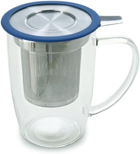 FORLIFE NewLeaf Glass Tea 16-Ounce Mug with Infuser and Lid, Marine - Image 2