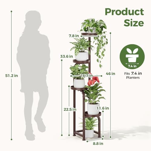 Bamworld Corner Plant Stand Indoor Outdoor Tall Metal Flower Pot Stands - Image 6