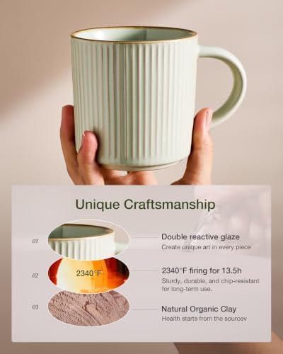 famiware Coffee Mug Set of 8, Star 12 oz Ceramic Mugs Cups Set with Handle - Image 5
