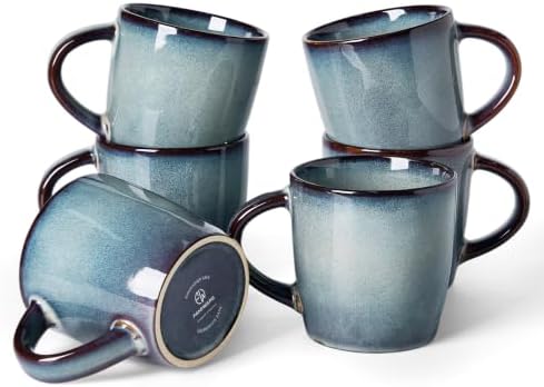 famiware Coffee Mugs Set of 6, Milkyway 13 oz Ceramic Cup Set with Handle by Famiware
