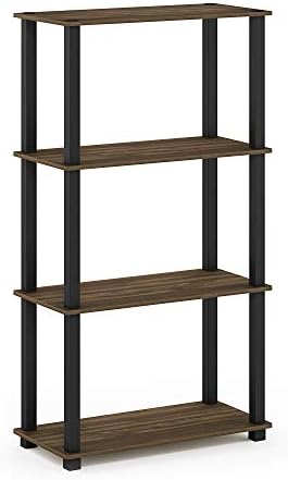 Furinno TURN-S-TUBE Storage Shelves, 4-Tier Book Shelf, Corner Shelf, Toolless Open Shelves, for Organization and Storage, Living Room, Garage, Home Office, Columbia Walnut - Image 5