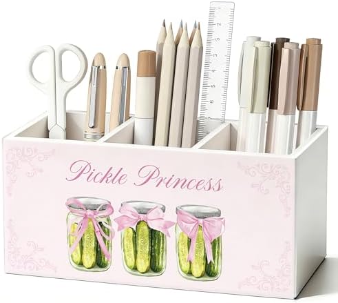 Pink Coquette Bow Pickle Pen Pencil Holder for Desk Decor by Unknown