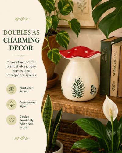 Cute Mushroom Thumb Watering Can, Handmade Ceramic Watering Bell for Small Indoor Plants, Gentle Rain Plant Waterer, Cottagecore Mushroom Decor, Plant Lover Gift - Image 3