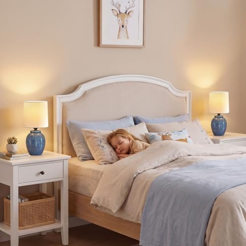 EJIAXIN Small Bedside Lamps -13.75" Farmhouse Table Lamps - Classic Ceramic Table Lamp for Bedroom, Living Room, Nightstand, Office, Side Desk Lamp, End Table - Image 5