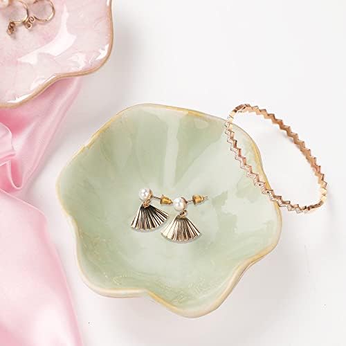 Binoster Ceramic Jewelry Dish,Leaf Jewelry Tray Key Tray,Small Ring Dish Holder Jewelry Plate Trinket Tray Catchall Tray Nightstand Decor For Entryway Green Table Room Decor - Image 6