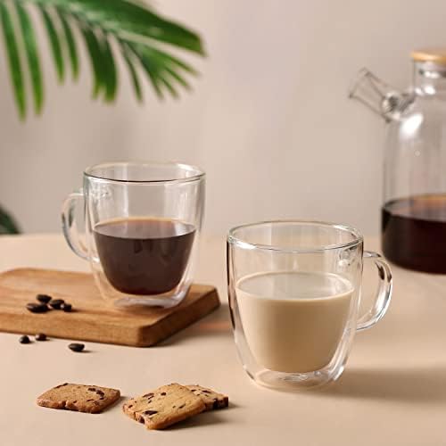 CNGLASS Large Double Wall Glass Coffee Mug 17 oz,Insulated Glass Coffee Cups with Handle,Set of 2 - Image 6