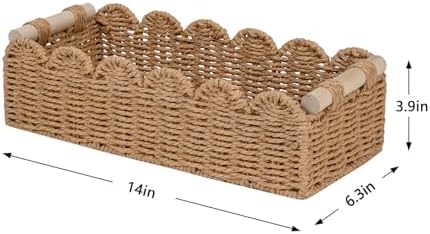 CubesLand Scalloped Toilet Paper Storage Basket W/Handle for Home Decor - Image 4