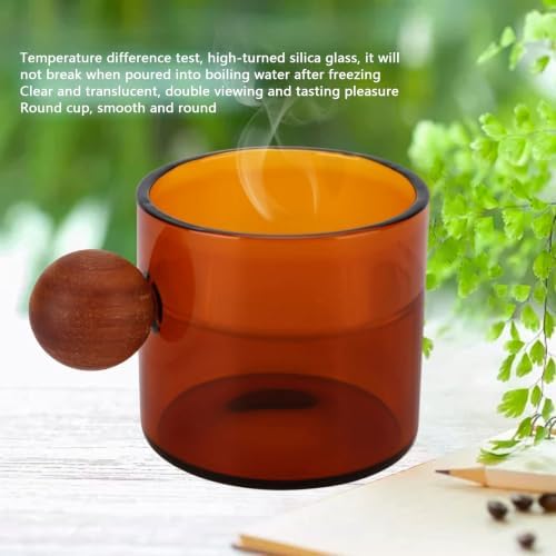 Glass Coffee Cup with Wood Handle 120ml Clear Heat Resistant Tea Mug(Brown) - Image 4