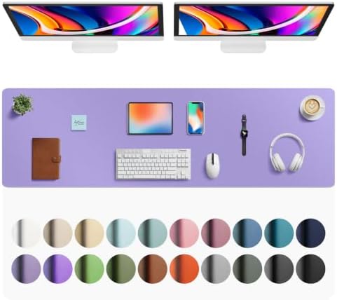 Aothia Faux Leather Desk Mat Mouse Pad, 63" x 17", Light Purple by AothiaSimpleNaturalUnique