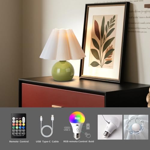 Rechargeable Cordless Green Small Table Lamp, Battery Operated Remote Control LIght Mini Cute Table Lamps for Bedroom Nightstand, Cute Small Table Lamp for Small Spaces for Kitchen Counter, Bookshelf - Image 7