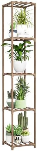 Bamworld Plant Stand Indoor Outdoor 5 Tier Tall Large Wood Plant Shelf by Bamworld