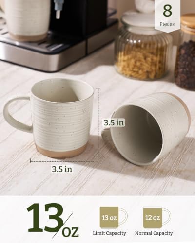 famiware Coffee Mugs Set of 8, 13 oz Mug Set, Ceramic Cup Set with Handle - Image 4